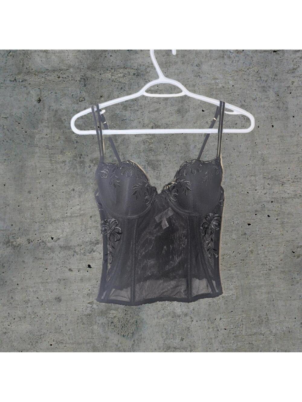 La Senza Mesh Corset Bustier Top / Lace Lingerie Style